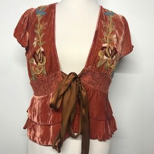 Hale Bob Velvet Embroidered Shrug - Medium